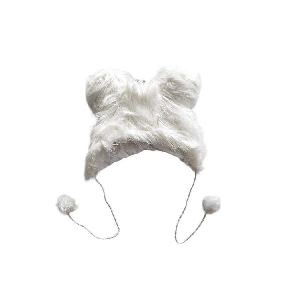 y2k scene fluffy animal trapper hat